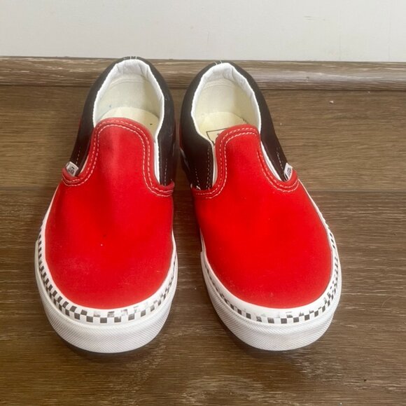 Vans Red/Black Youth Slip On Sneaker, Checkered Accent, Size 3, Canvas, Comfort - Picture 2 of 9